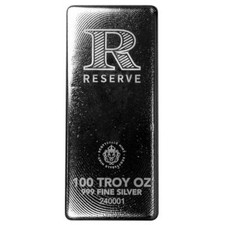 100 oz RESERVE Silver Bar 100 Troy oz .999 Silver Bullion Bar #A216 79.16 per troy oz
