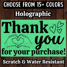 50 THANK YOU STICKERS 2.25" ENVELOPE LABELS SEALS HOLOGRAPHIC SMALL BUSINESS