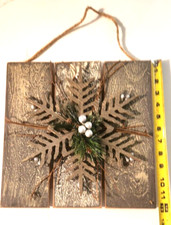 Wood Snowflake Hanging Wall Decor Rustic Xmas Holiday Door Decoration