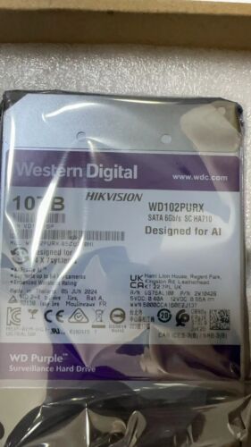 New Western Digital Purple WD102PURX 10TB SATA 7.2K 6Gb/s 3.5" Surveillance Hdd - Picture 3 of 5