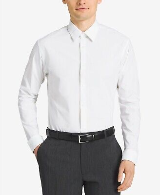 Calvin Klein Steel Men's Slim-Fit Solid Dress Shirt White 16.5 32/33