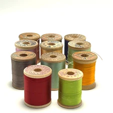 Vintage Silk Thread on Wooden Spools Lot of 11