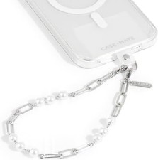 CaseMate Chain Phone Wristlet Attaches To Most Phone Cases Silver /pearl