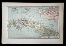1896 RARE CARTE COULEUR *CUBA* ÉTAT INCROYABLE ! 7X10 1/2" JD 92424