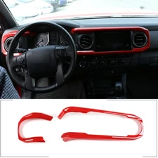 Red ABS Central Control Dashboard Decorative Cover For Toyota Tacoma 2016-2023