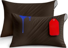 Zippered Pillow Covers King Size 20x38, Waterproof , Brown