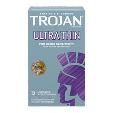 TROJAN Ultra Thin Premium Lubricated Condoms, 12 Count