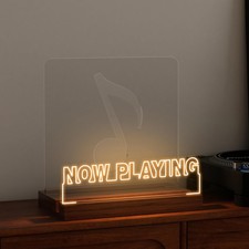 CoolGift Mart Now Playing Vinyl Record Stand, Light up Record Holder, Wooden Acr