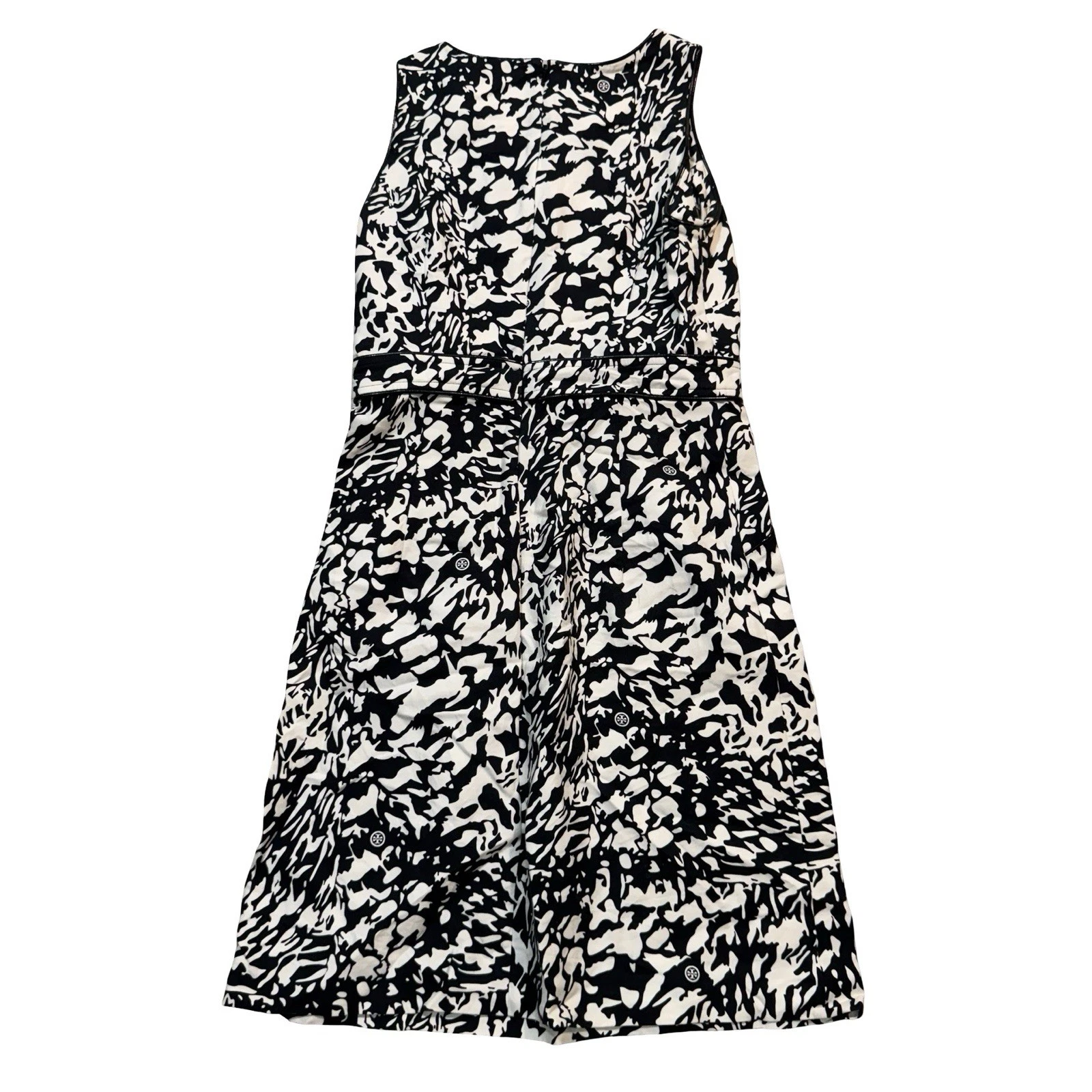 Abito midi tubino geometrico cotone seta bianco e nero Tory Burch tg 2