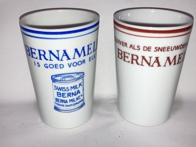 Vintage Advertising Swiss Berma Milk Ceramic Cups- Japan