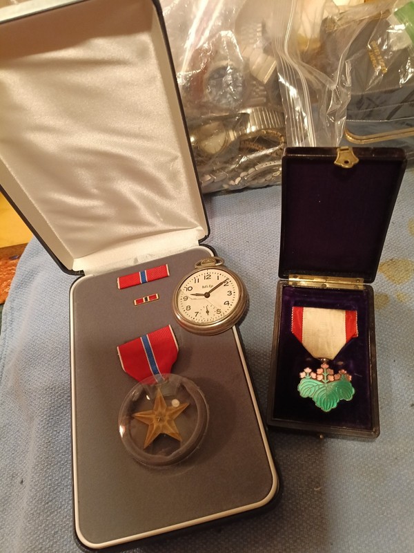 Ww2 American Vet Estate Engraved Bronze Star An Japanese Medal