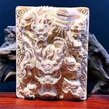 Tagua Nut  Nine Dragon Pendant Hand Carved Amulet Necklace Unisex Jewelry