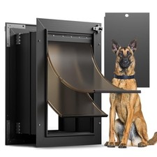 Large Dog Door for Wall 110lb Aluminum Double Flap 18.7x9.9 Black VOSOIR