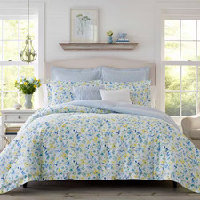 Nora 5-Piece Bright Blue Floral Cotton Twin Bonus Comforter Set