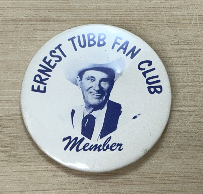 Vintage Ernest Tubb Fan Club Member 2.25" Photo Collectible Button Pin Pinback