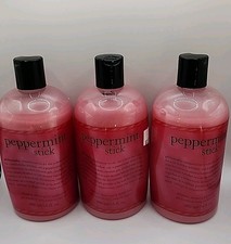 3 X PHILOSOPHY PEPPERMINT STICK Shampoo SHOWER GEL Bubble Bath  16 OZ Each New