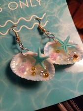 Handcrafted Earrings Made With Sea Shells, Fish Star Fish, Beachy Look