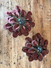 set of 2 metal wall flower art