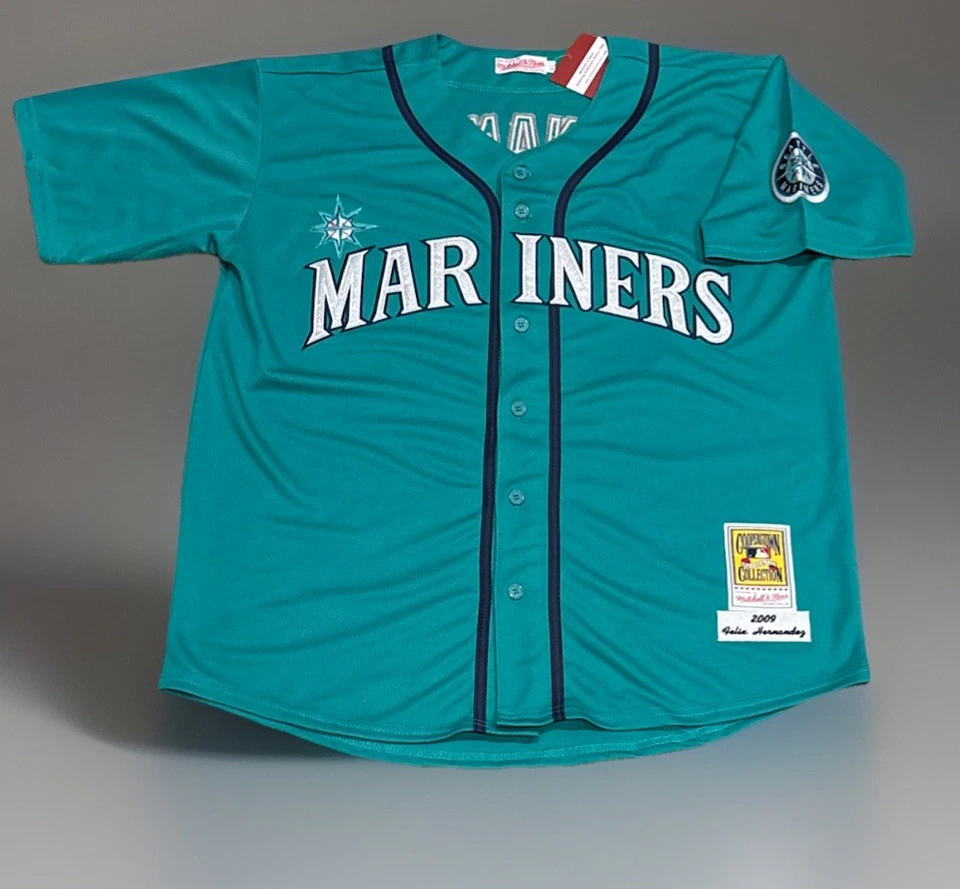 Camiseta para hombre Felix Hernandez Seattle Mariners XL NUEVA CON ETIQUETAS 2009 retro verde verde verde azulado antiguo  Foto 2 de 4