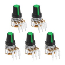 5Pcs 50K Ohm Rotary Potentiometer WH148 3 Pin Variable Resistor, Black Green