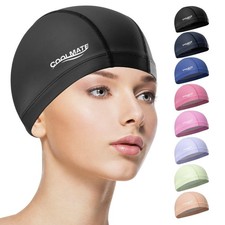 Fabric Swim Cap for Adult Women Men Kid 3 4 6 8 14 16, Silicone Water Resista...