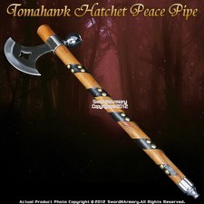 Indian Warrior Native American Tomahawk Hatchet Axe Smoking Tobacco Peace Pipe