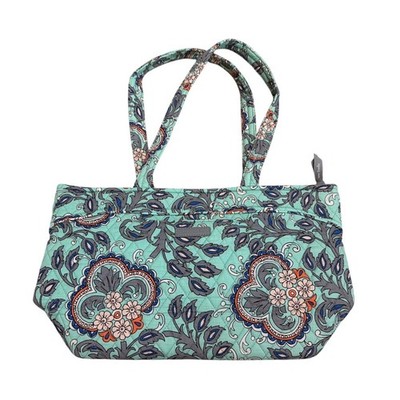 Vera Bradley Mandy 15824-M42 Fan Flowers Zip Shoulder Bag Gray Interior