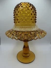 Fenton Hobnail Colonial Amber Fairy Lamp Double Crimped 3 Piece