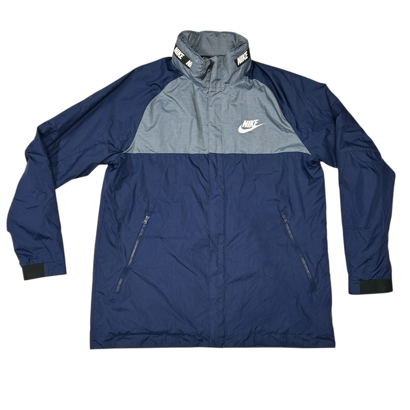 Nike Jacket Mens Size L Jacket Lined Hidden Hood Full Zip Outdoor Activewear
