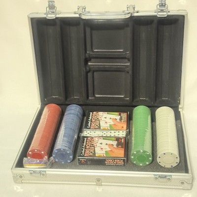 Cardinal's Texas Hold'em Poker Chip Set Metal Aluminum Case, ALL SEALED (NIB)