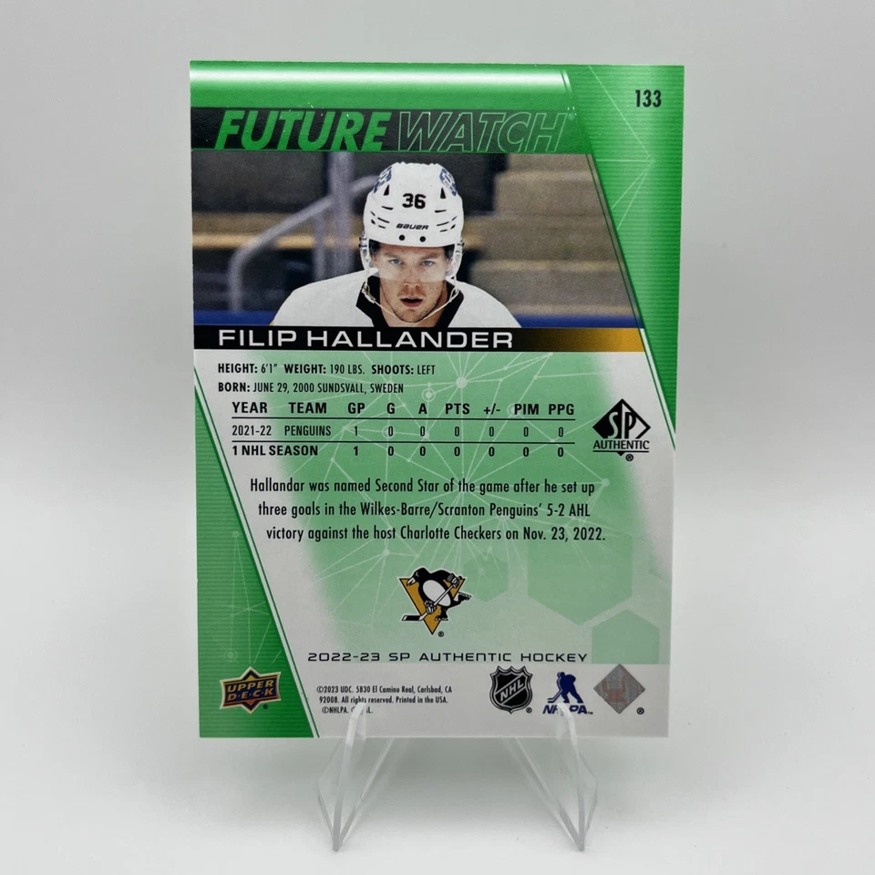 2022 SP Authentic Future Watch Limited Green #069/199 Filip Hallander #133 - Image 2 of 2