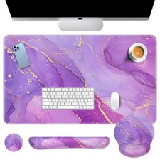 Britown Desk Mat Painting Golden Purple Marble Mouse Pad Set 4-In-1 Large