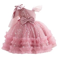 Pageant Dresses for Girl Birthday Dress Formal Bowknot Sequins Heart Tulle Tu...