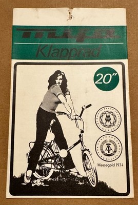 Mifa folding bike brochure with sales receipt Löbau 1976