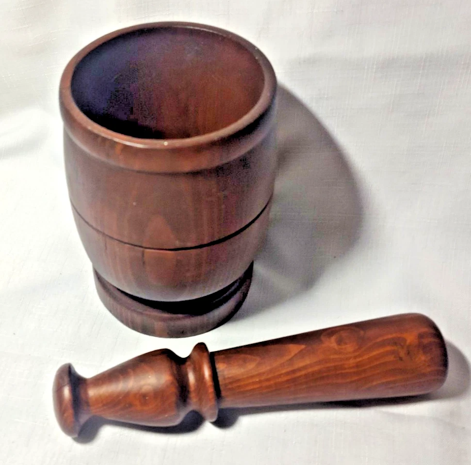Vintage Large 7” Primitive Wood Mortar and Pestle
Opens in a new window or tab