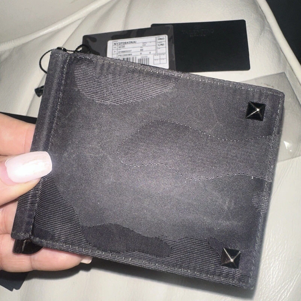 Подлинный VALENTINO рок запонки камуфляж нейлона деньги зажим складного бумажника/4AG0617 - Изображение 3 из 4