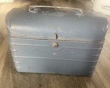 VTG Domed Top Green Metal Lunch Box  Push Button Latch 1930's-40's W/thermas
