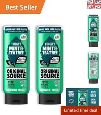 Mint & Tea Tree Shower Gel - 100% Natural, , 750ml x 2 for Refreshing Bliss 7.33 per litre
