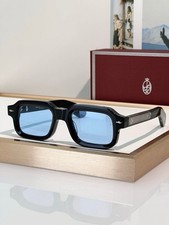 Jacques Marie Mage Black Square Sunglasses Blue Lenses Limited Edition Handmade