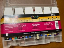Sakura Pigma Micron Fineline Pen Artist Set 59 Count Pack of 1 Ass't Colors
