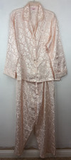 Vintage Victorias Secret Pajama Set Top Bottom Womens Large Satin Silky Pink