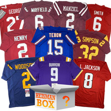 Heisman Winners Autographed/Signed College Jersey Mystery Box PSA JSA or BAS COA