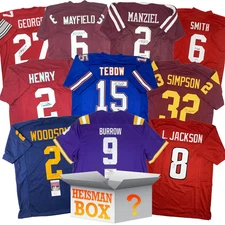 Heisman Winners Autographed/Signed College Jersey Mystery Box PSA JSA or BAS COA