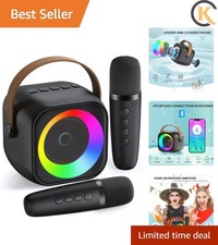 Portable Mini Karaoke Machine with 2 Wireless Mics  Party Lights - Fun for All 