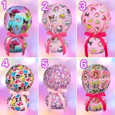 Hello Kitty ponytail scrub cap, hello kitty long hair scrub cap, pink cap