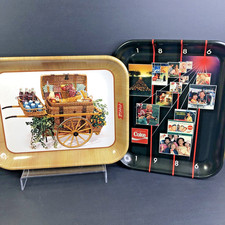 Vintage Coca Cola Trays Set Of 2 Metal 1958 / 1986 Collectable Display USA