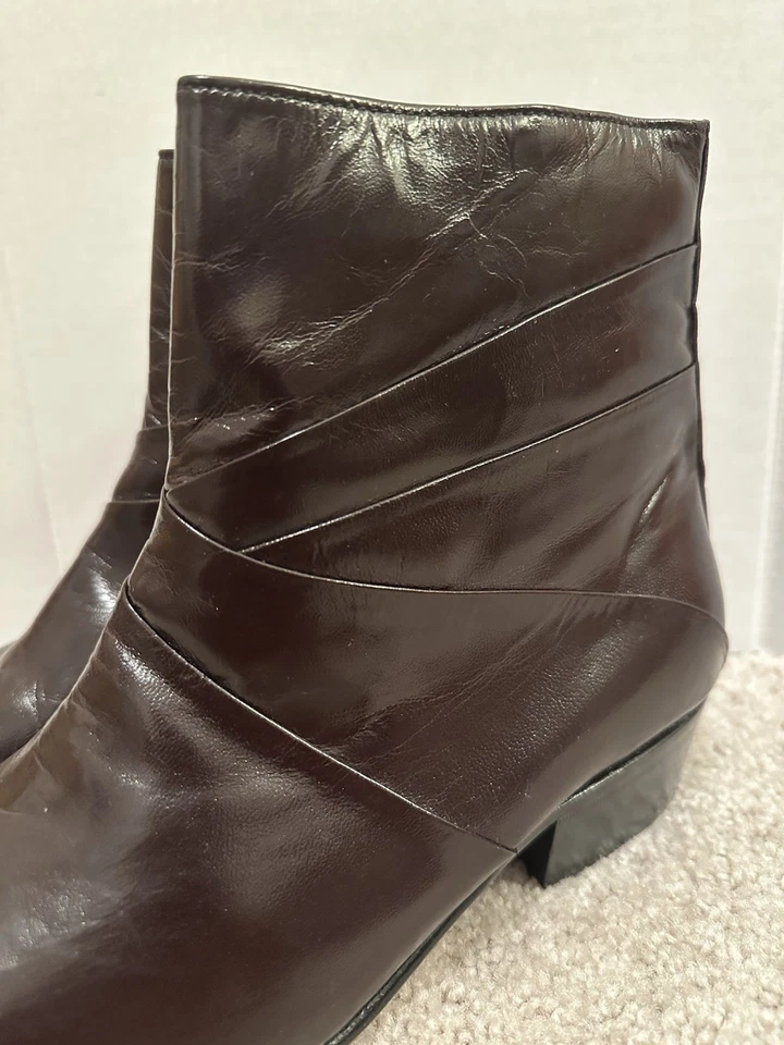 Botines Giorgio Brutini para hombre de cuero genuino talla 8EEE marrón cremallera lateral Foto 2 de 4