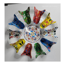 SOFIA by SOFI VEKAKI Multicolor Floral Taco Serve Tray, Round, 12 Compartments