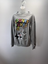 Looney Tunes Crewneck Sweatshirt Gray Bugs Tweety Sylvester Juniors Size Large
