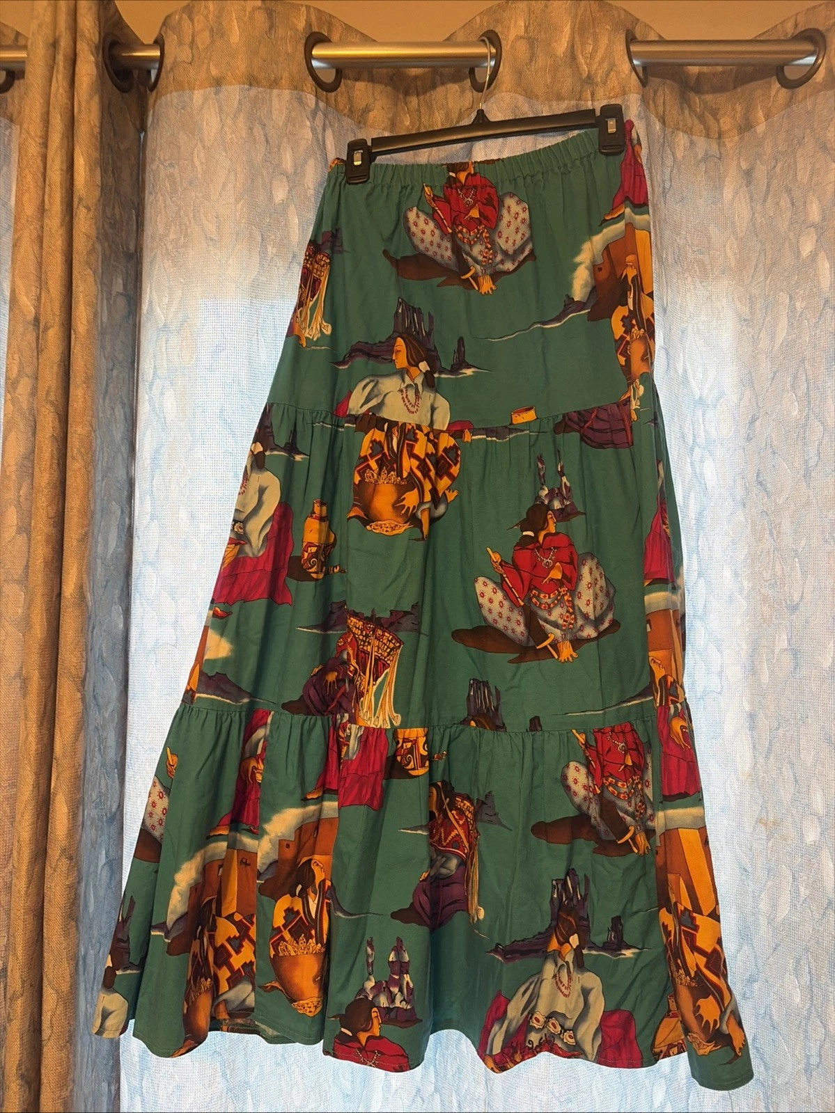 Myana 100% Cotton Skirt Southwestern Native Motiff Vintage